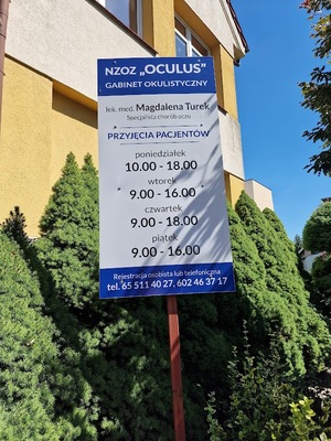 NIEPUBLICZNY ZAKŁAD OPIEKI ZDROWOTNEJ PORADNIA OKULISTYCZNA "OCULUS" W KOŚCIANIE MAGDALENA TUREK