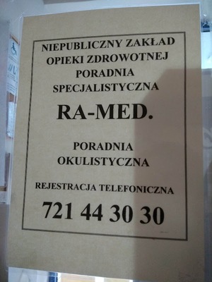 NIEPUBLICZNY ZAKŁAD OPIEKI ZDROWOTNEJ  PORADNIA SPECJALISTYCZNA RA-MED